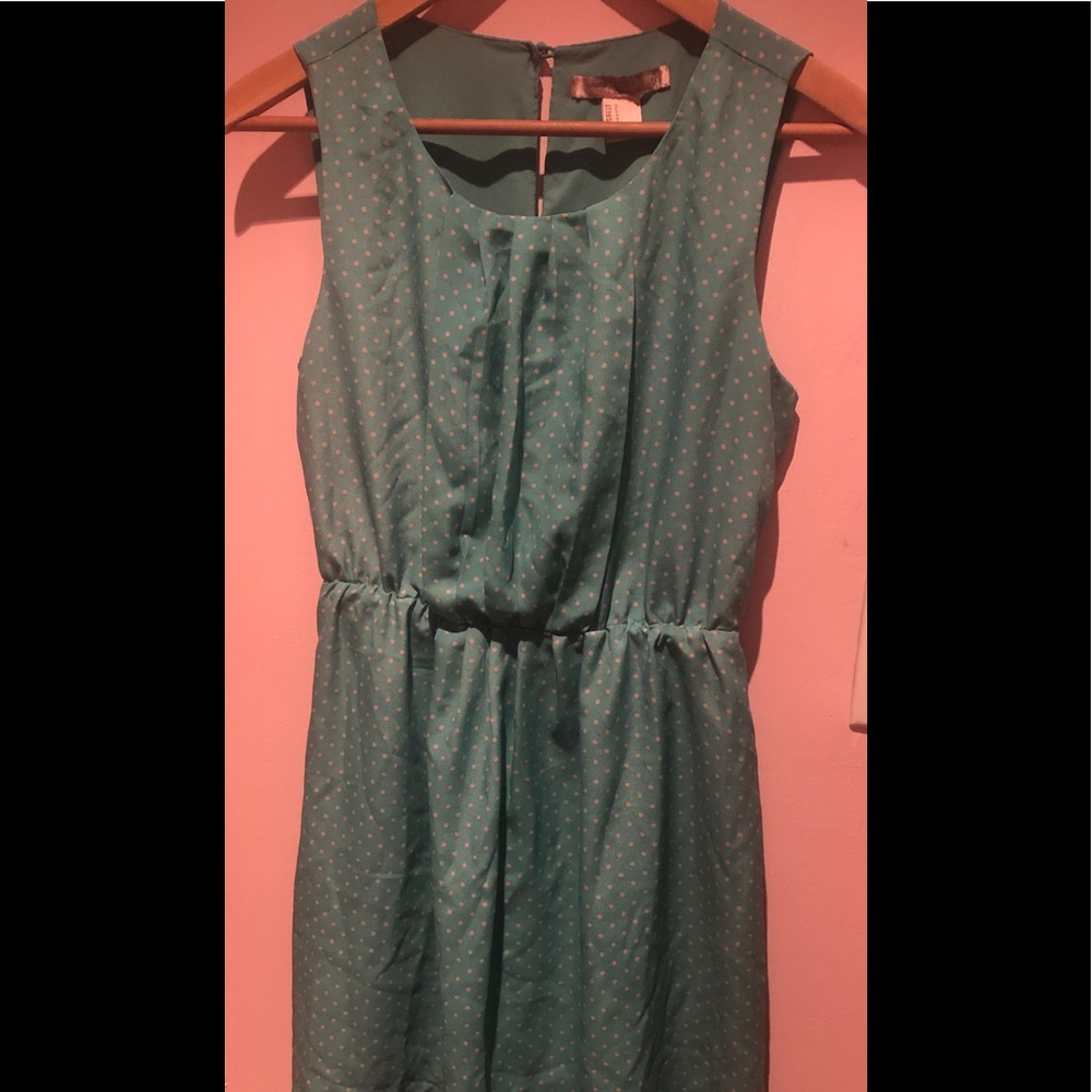 LIGHT BLUE WHITE POLKADOTS DRESS